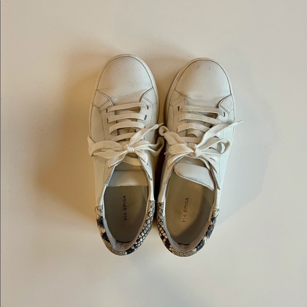 Women’s Via Spiga Sneakers with Snakeskin Detail, 5.5